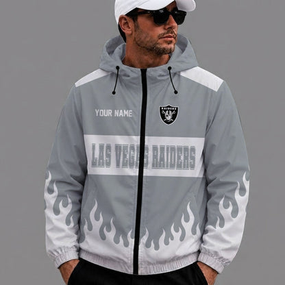 [SPECIAL OFFER] NEW CUSTOMIZED NFL07 LVR LAS VEGAS RAIDERS WINDBREAKER JACKET