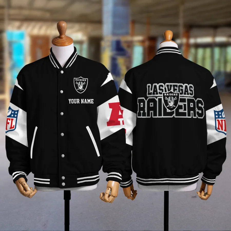 [SPECIAL OFFER] NEW CUSTOMIZED NFL07 LVR LAS VEGAS RAIDERS SATIN VARSITY & BASEBALL JACKET