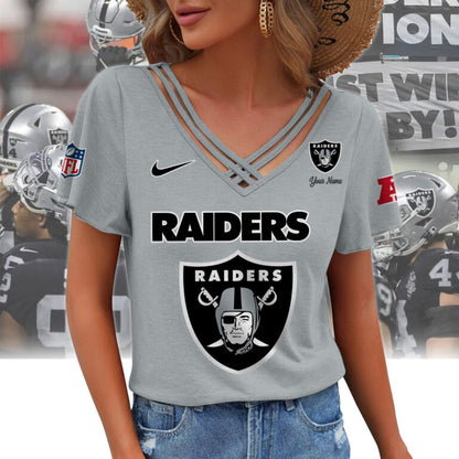 [SPECIAL OFFER] NEW CUSTOMIZED NFL07 LVR LAS VEGAS RAIDERS V-NECK SHIRT