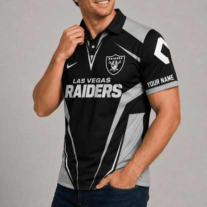 [SPECIAL OFFER] NEW CUSTOMIZED NFL07 LVR LAS VEGAS RAIDERS POLO SHIRT