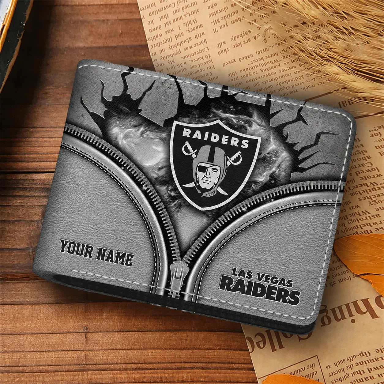 [SPECIAL OFFER] NEW CUSTOMIZED NFL07 LVR LAS VEGAS RAIDERS LEATHER WALLET