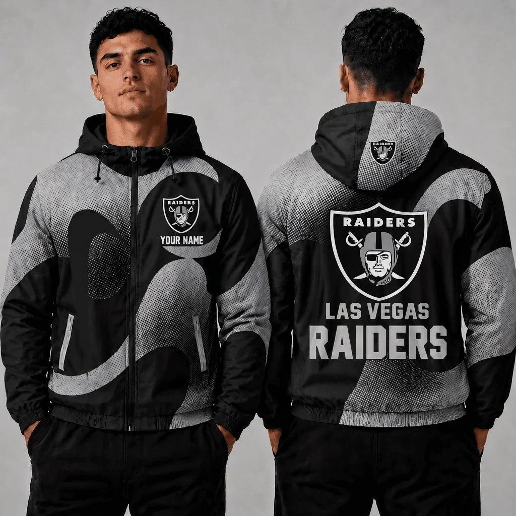 [SPECIAL OFFER] NEW CUSTOMIZED NFL07 LVR LAS VEGAS RAIDERS WINDBREAKER JACKET