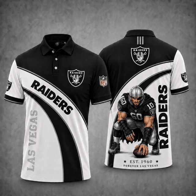 [SPECIAL OFFER] NEW CUSTOMIZED NFL07 LVR LAS VEGAS RAIDERS POLO SHIRT