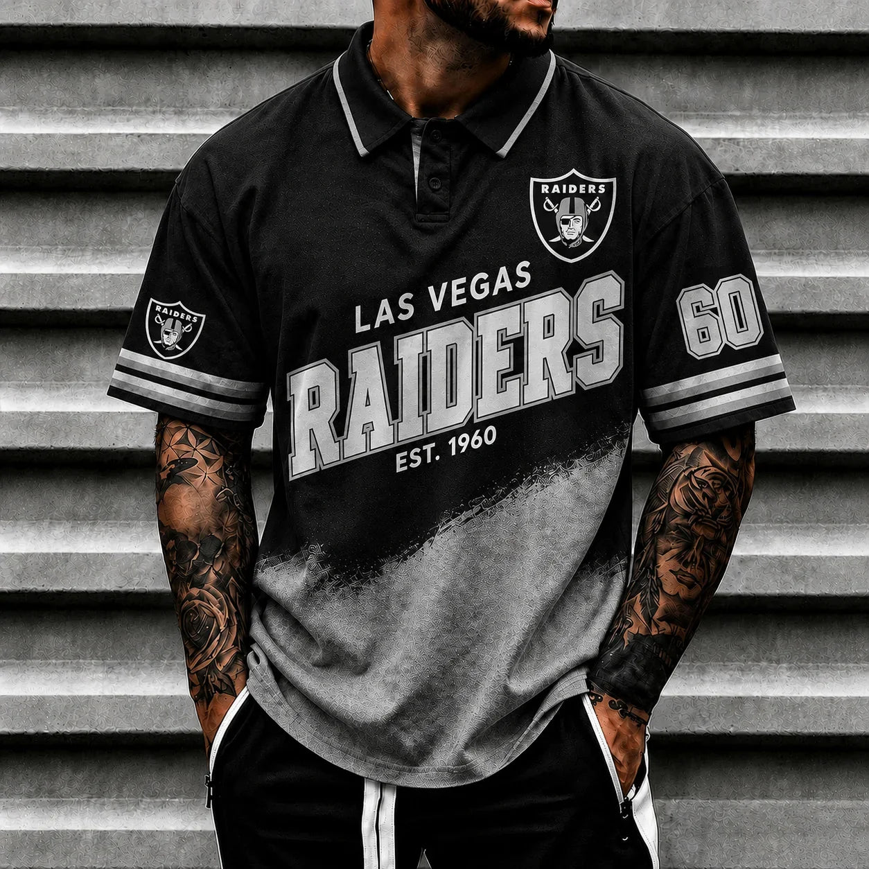 [SPECIAL OFFER] NEW CUSTOMIZED NFL07 LVR LAS VEGAS RAIDERS POLO SHIRT