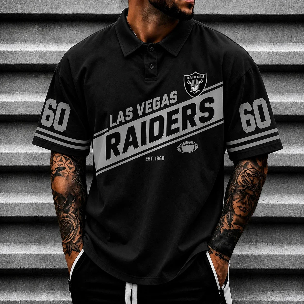 [SPECIAL OFFER] NEW CUSTOMIZED NFL07 LVR LAS VEGAS RAIDERS POLO SHIRT
