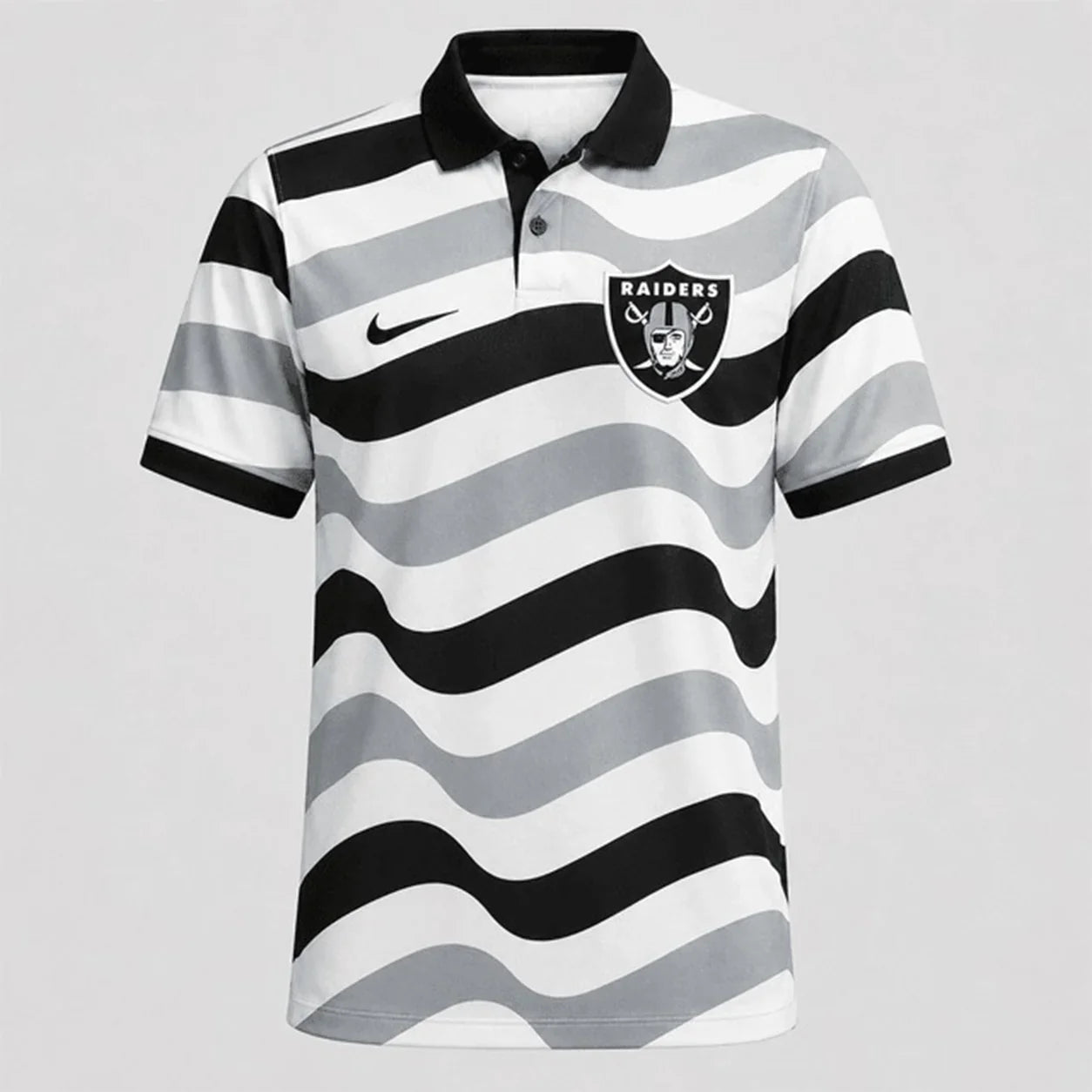 [SPECIAL OFFER] NEW CUSTOMIZED NFL07 LVR LAS VEGAS RAIDERS STRIPED POLO SHIRT