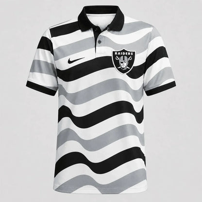 [SPECIAL OFFER] NEW CUSTOMIZED NFL07 LVR LAS VEGAS RAIDERS STRIPED POLO SHIRT