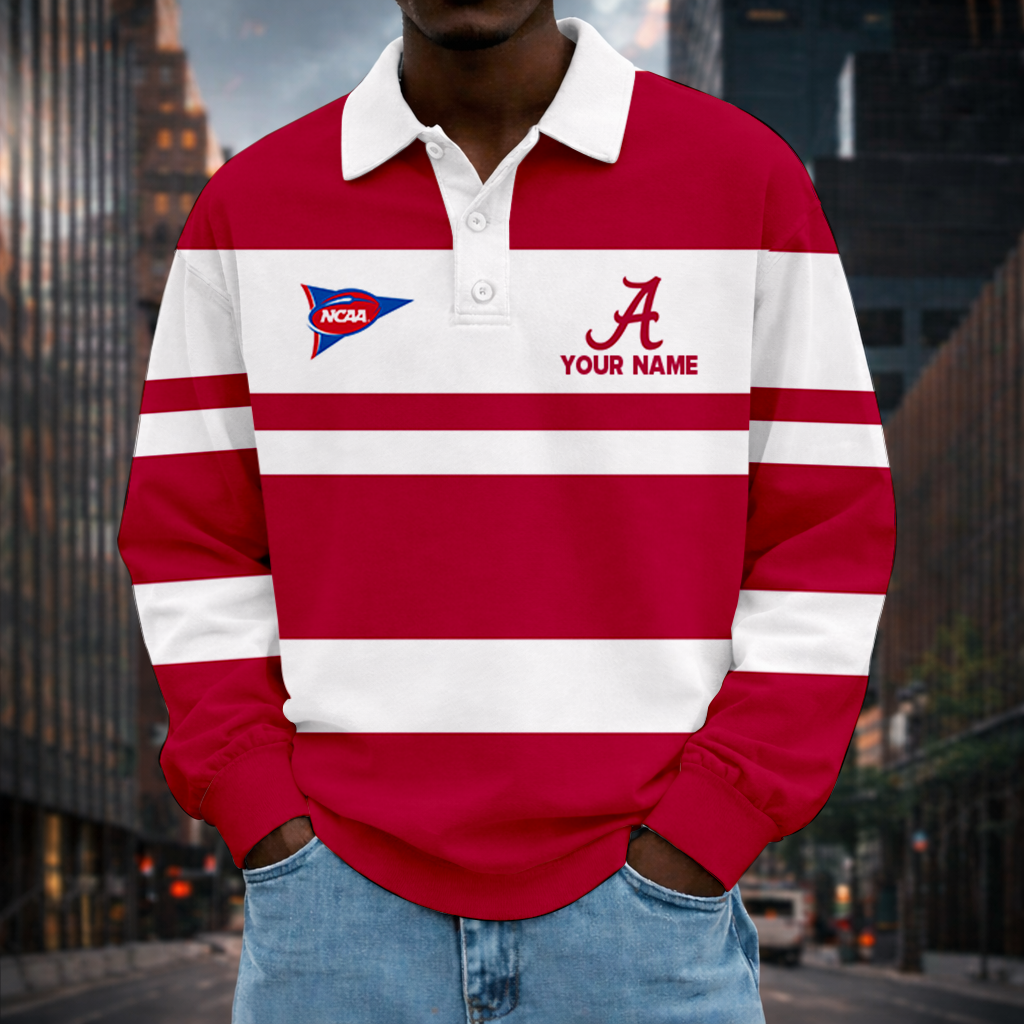 MEGA SALE - NEW CUSTOMIZED FBS NCAA08 ABC AB CRIMSON TIDE UNISEX LONG SLEEVE POLO