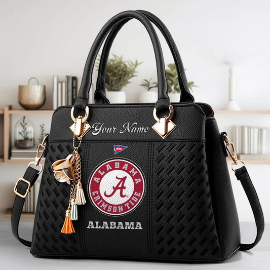 LIMITED EDITION - NEW CUSTOMIZED FBS NCAA08 ABC AB CRIMSON TIDE ZIP HANDBAG MULTICOLOR