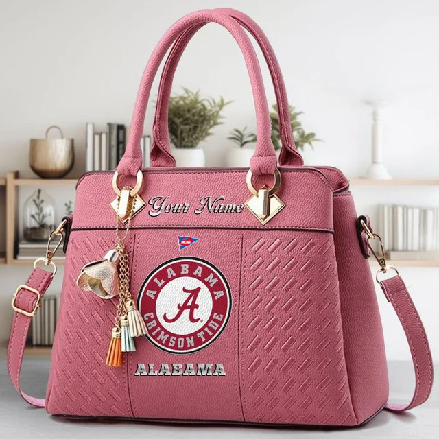 LIMITED EDITION - NEW CUSTOMIZED FBS NCAA08 ABC AB CRIMSON TIDE ZIP HANDBAG MULTICOLOR
