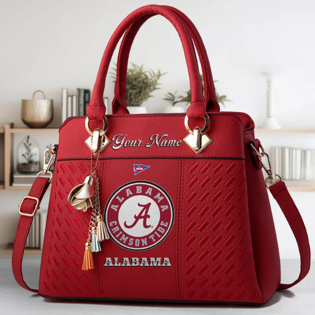 LIMITED EDITION - NEW CUSTOMIZED FBS NCAA08 ABC AB CRIMSON TIDE ZIP HANDBAG MULTICOLOR