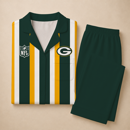 [SPECIAL OFFER] NEW CUSTOMIZED NFL08 GBP GREEN BAY PACKERS SHORT SLEEVE & LONG PANTS PAJAMAS SET