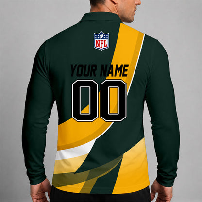 [SPECIAL OFFER] NEW CUSTOMIZED NFL08 GBP GREEN BAY PACKERS LONG SLEEVE POLO SHIRT