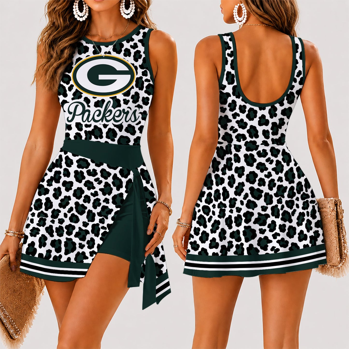 [SPECIAL OFFER] NEW CUSTOMIZED NFL08 GBP GREEN BAY PACKERS WOMEN'S SUMMER SKORT DRESS