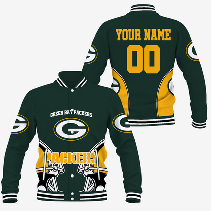 [SPECIAL OFFER] NEW CUSTOMIZED NFL08 GBP GREEN BAY PACKERS SATIN VARSITY & BASEBALL JACKET