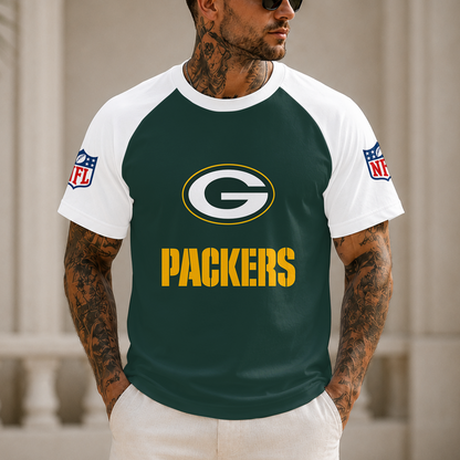 [SPECIAL OFFER] NEW CUSTOMIZED NFL08 GBP GREEN BAY PACKERS RAGLAN TEE