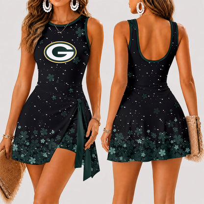 [SPECIAL OFFER] NEW CUSTOMIZED NFL08 GBP GREEN BAY PACKERS WOMEN'S SUMMER SKORT DRESS