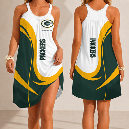 [SPECIAL OFFER] NEW CUSTOMIZED NFL08 GBP GREEN BAY PACKERS CAMISOLE DRESS