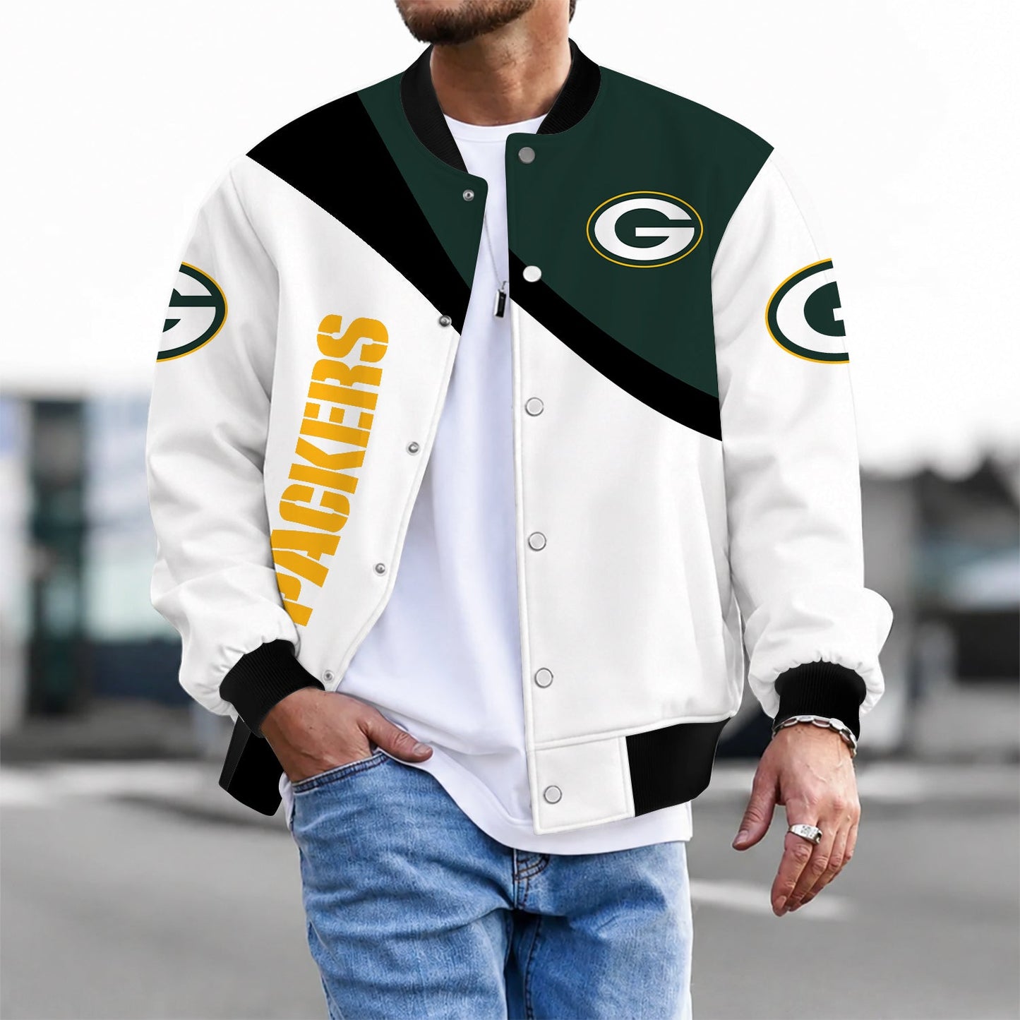 [SPECIAL OFFER] NEW CUSTOMIZED NFL08 GBP GREEN BAY PACKERS SATIN VARSITY & BASEBALL JACKET