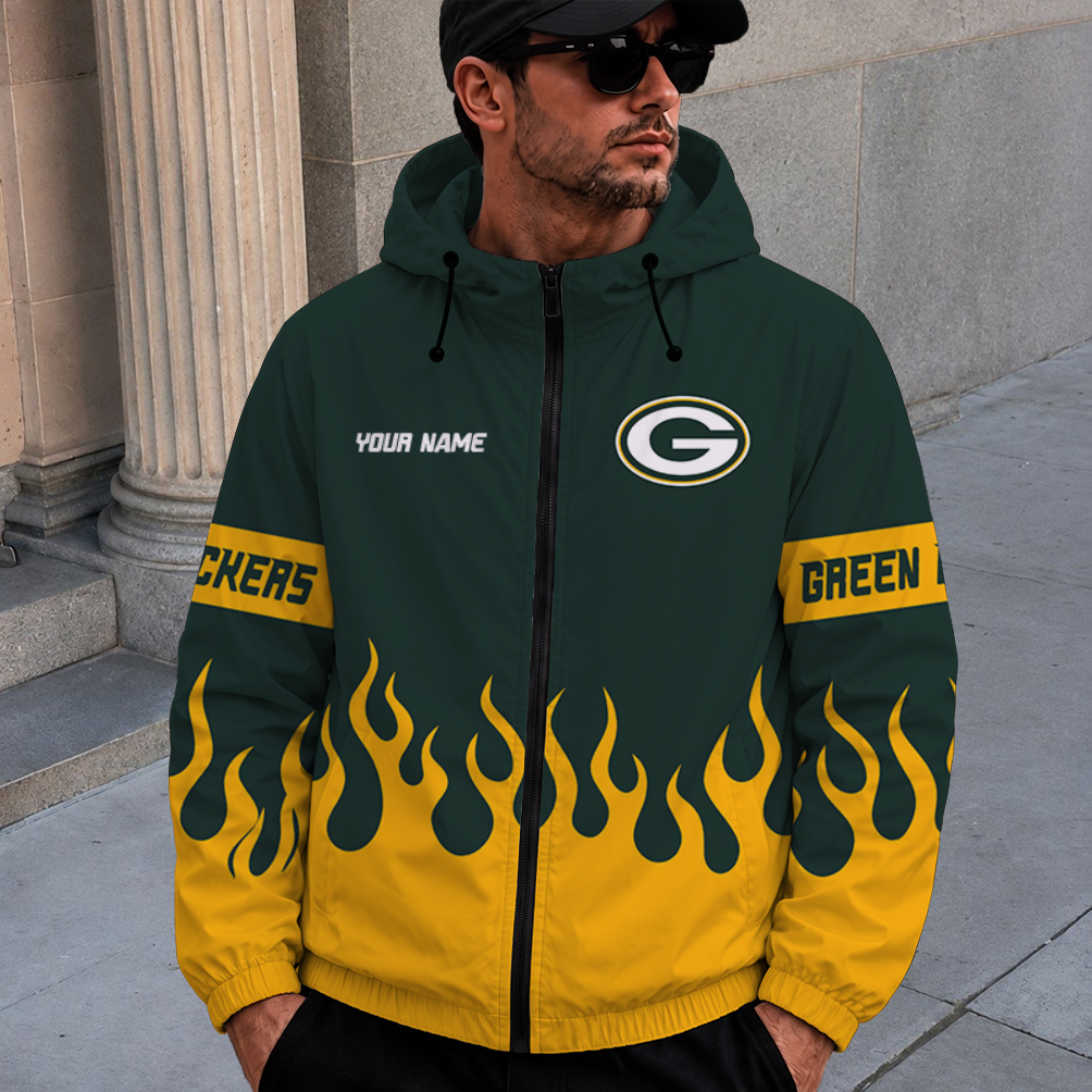 [SPECIAL OFFER] NEW CUSTOMIZED NFL08 GBP GREEN BAY PACKERS WINDBREAKER JACKET