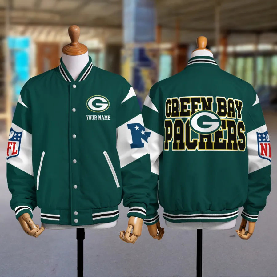 [SPECIAL OFFER] NEW CUSTOMIZED NFL08 GBP GREEN BAY PACKERS SATIN VARSITY & BASEBALL JACKET
