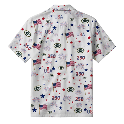 [SPECIAL OFFER] NEW CUSTOMIZED NFL08 GBP GREEN BAY PACKERS PATRIOTIC 250 USA HAWAIIAN SHIRT