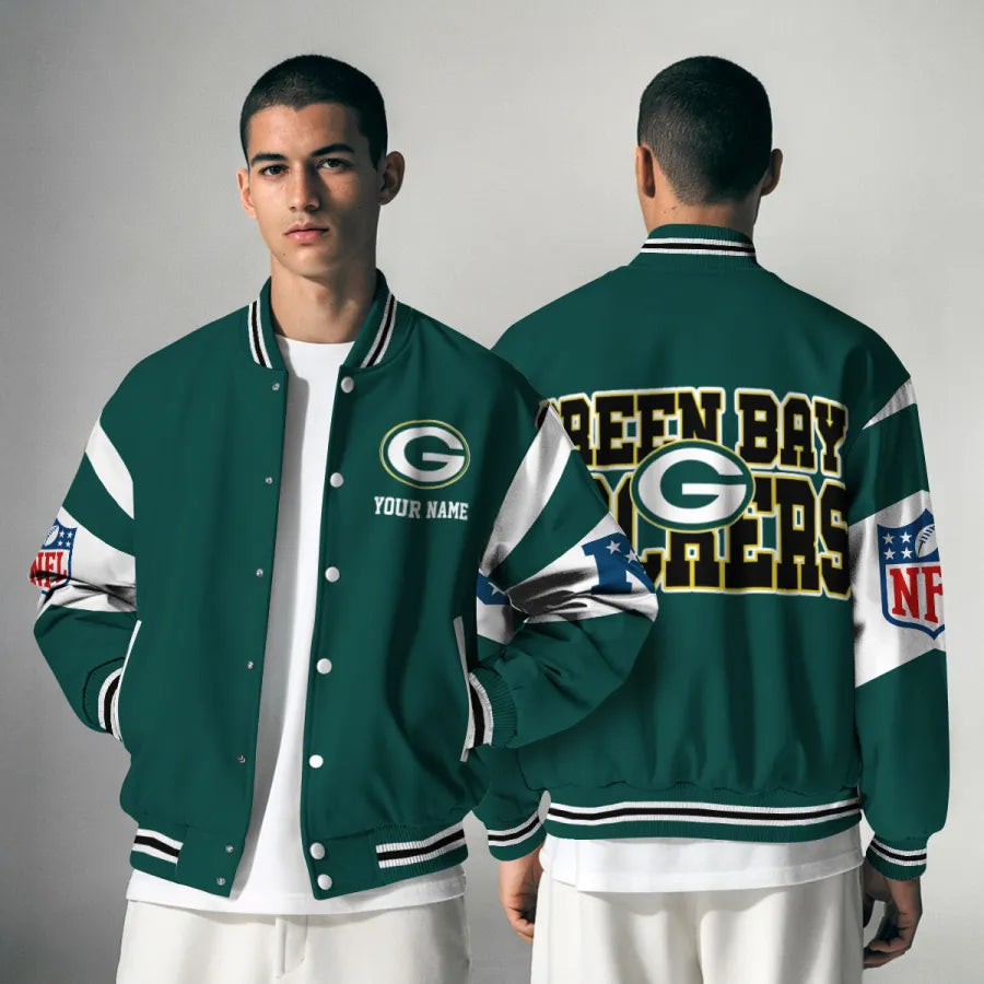 [SPECIAL OFFER] NEW CUSTOMIZED NFL08 GBP GREEN BAY PACKERS SATIN VARSITY & BASEBALL JACKET