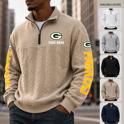 [SPECIAL OFFER] NEW CUSTOMIZED NFL08 GBP GREEN BAY PACKERS MULTICOLOR QUARTER-ZIP SWEATSHIRT