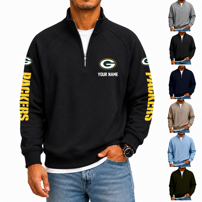[SPECIAL OFFER] NEW CUSTOMIZED NFL08 GBP GREEN BAY PACKERS MEN'S QUARTER ZIP PULLOVER