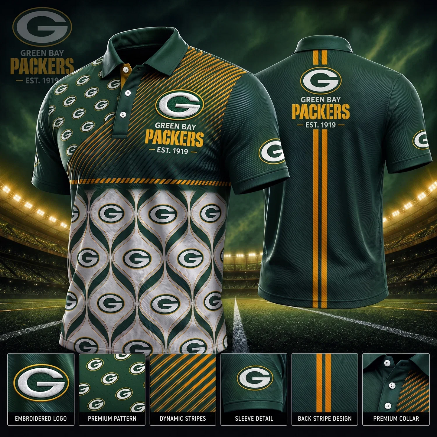 [SPECIAL OFFER] NEW CUSTOMIZED NFL08 GBP GREEN BAY PACKERS POLO SHIRT