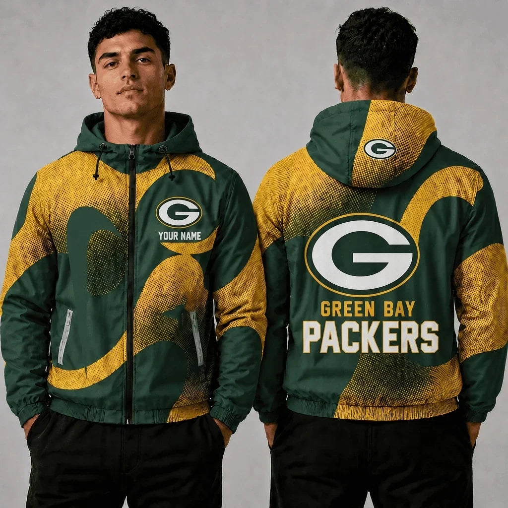 [SPECIAL OFFER] NEW CUSTOMIZED NFL08 GBP GREEN BAY PACKERS WINDBREAKER JACKET