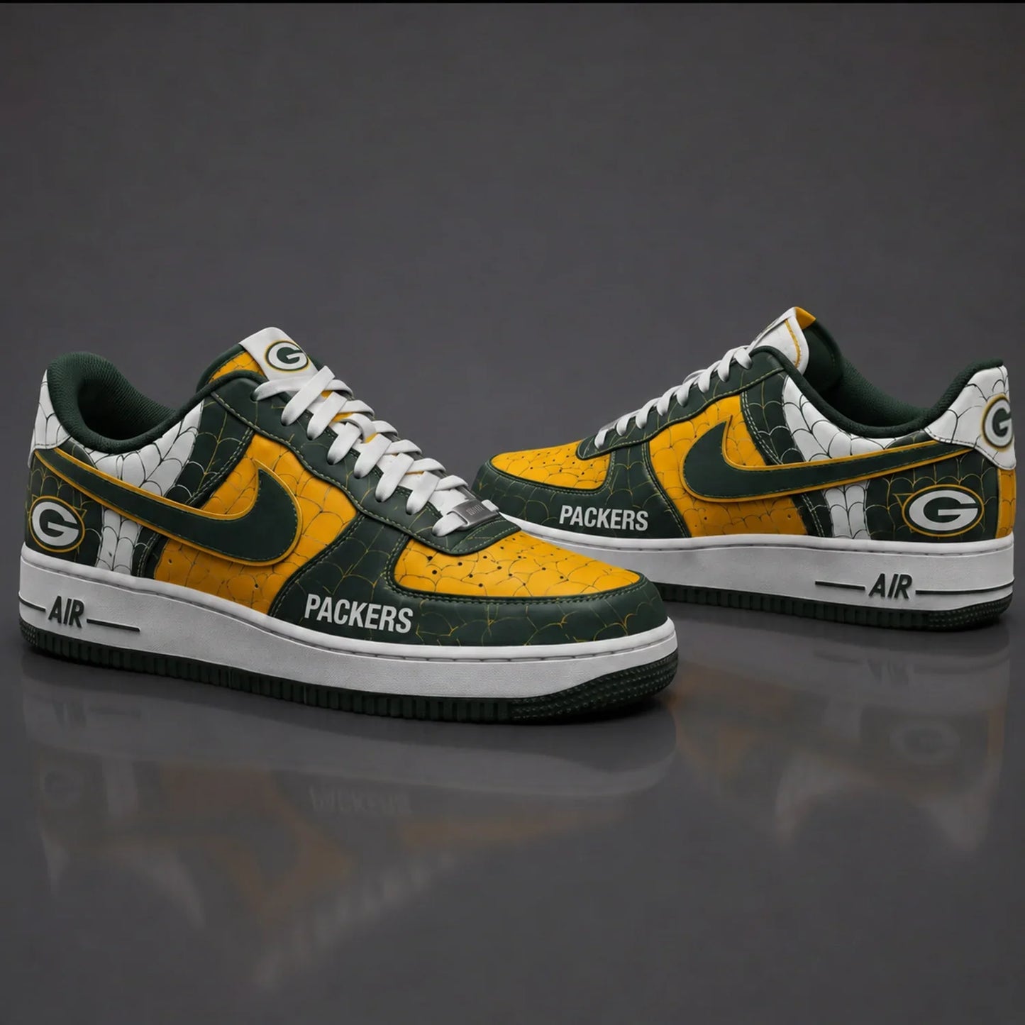 [SPECIAL OFFER] NEW CUSTOMIZED NFL08 GBP GREEN BAY PACKERS x SPIDER AF1 SHOES