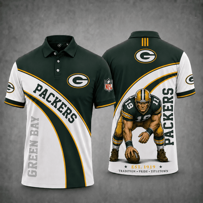[SPECIAL OFFER] NEW CUSTOMIZED NFL08 GBP GREEN BAY PACKERS POLO SHIRT