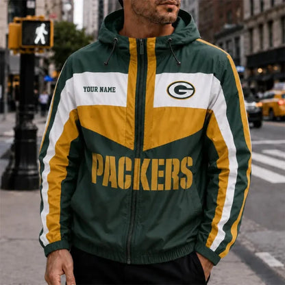 [SPECIAL OFFER] NEW CUSTOMIZED NFL08 GBP GREEN BAY PACKERS WINDBREAKER JACKET