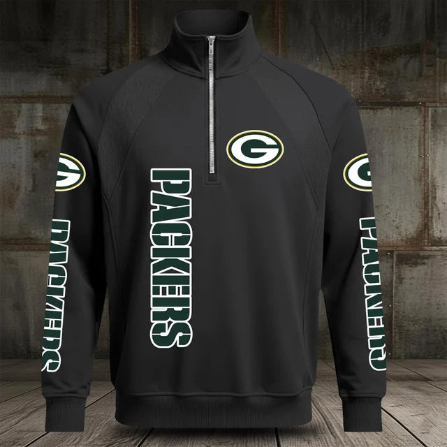 [SPECIAL OFFER] NEW CUSTOMIZED NFL08 GBP GREEN BAY PACKERS MEN'S MULTICOLOR QUARTER-ZIP PULLOVER