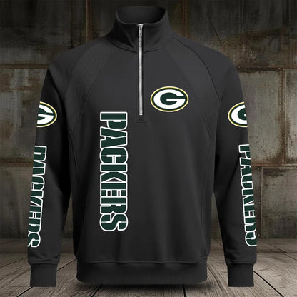 [SPECIAL OFFER] NEW CUSTOMIZED NFL08 GBP GREEN BAY PACKERS MEN'S MULTICOLOR QUARTER-ZIP PULLOVER