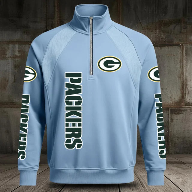 [SPECIAL OFFER] NEW CUSTOMIZED NFL08 GBP GREEN BAY PACKERS MEN'S MULTICOLOR QUARTER-ZIP PULLOVER