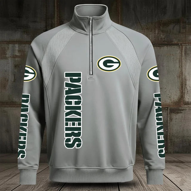 [SPECIAL OFFER] NEW CUSTOMIZED NFL08 GBP GREEN BAY PACKERS MEN'S MULTICOLOR QUARTER-ZIP PULLOVER