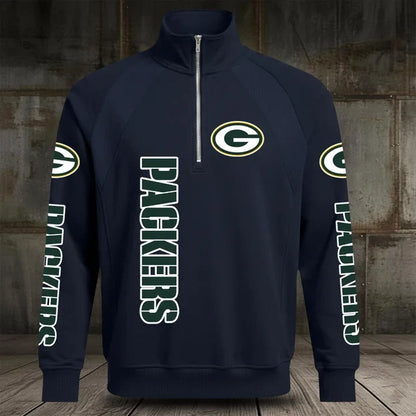 [SPECIAL OFFER] NEW CUSTOMIZED NFL08 GBP GREEN BAY PACKERS MEN'S MULTICOLOR QUARTER-ZIP PULLOVER