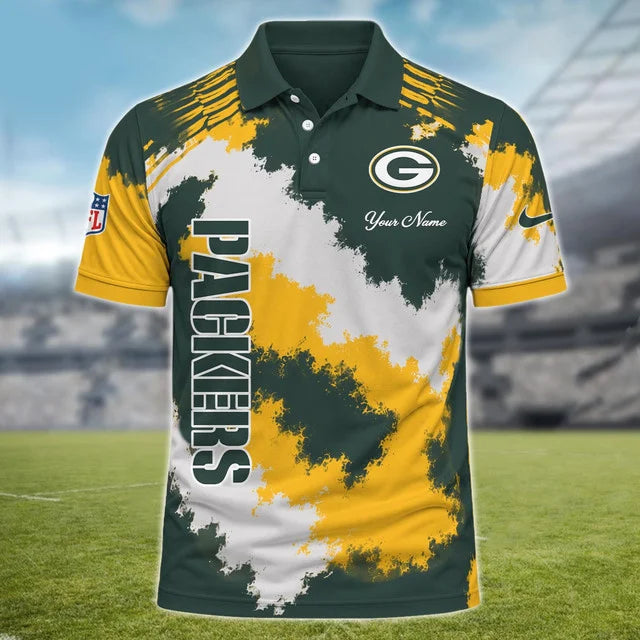 [SPECIAL OFFER] NEW CUSTOMIZED NFL08 GBP GREEN BAY PACKERS MULTICOLOR POLO SHIRT
