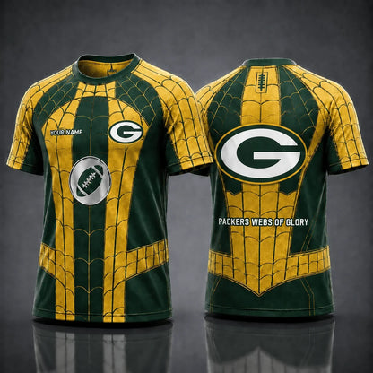 [SPECIAL OFFER] NEW CUSTOMIZED NFL08 GBP GREEN BAY PACKERS x SPIDER T-SHIRT, HOODIE & ZIP HOODIE