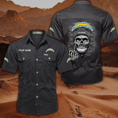 [SPECIAL OFFER] NEW CUSTOMIZED NFL09 LAC LOS ANGELES CHARGERS MUTICOLOR MEN'S CARGO SHIRT