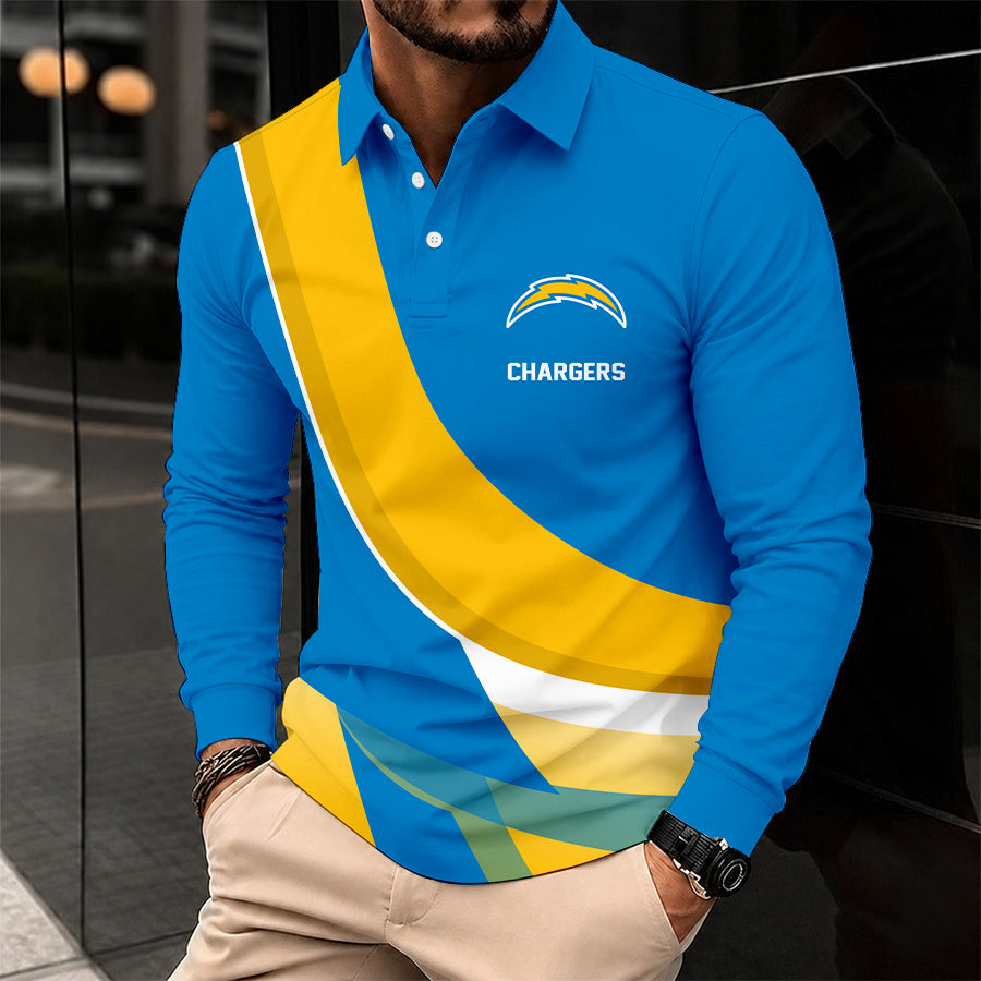 [SPECIAL OFFER] NEW CUSTOMIZED NFL09 LAC LOS ANGELES CHARGERS LONG SLEEVE POLO SHIRT