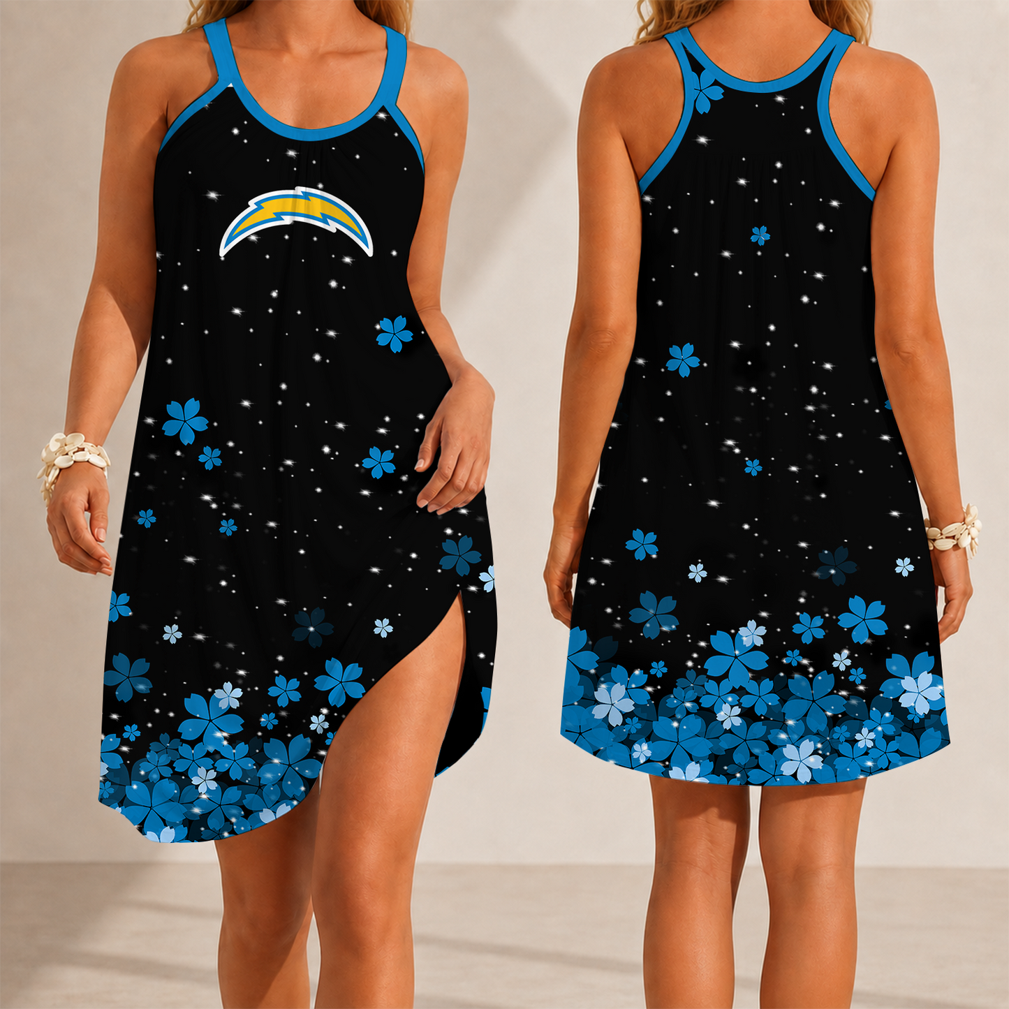 [SPECIAL OFFER] NEW CUSTOMIZED NFL09 LAC LOS ANGELES CHARGERS CAMISOLE DRESS