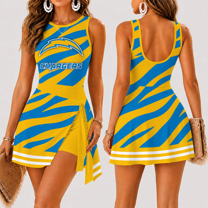 [SPECIAL OFFER] NEW CUSTOMIZED NFL09 LAC LOS ANGELES CHARGERS WOMEN'S SUMMER SKORT DRESS