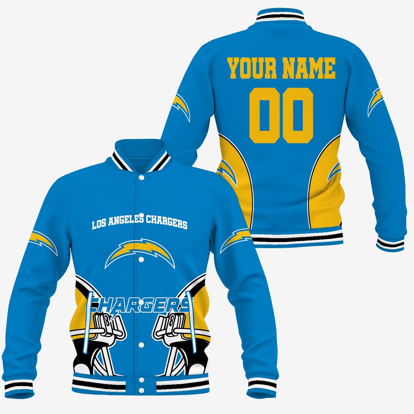 [SPECIAL OFFER] NEW CUSTOMIZED NFL09 LAC LOS ANGELES CHARGERS SATIN VARSITY & BASEBALL JACKET
