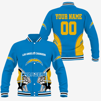 [SPECIAL OFFER] NEW CUSTOMIZED NFL09 LAC LOS ANGELES CHARGERS SATIN VARSITY & BASEBALL JACKET