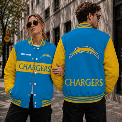 [SPECIAL OFFER] NEW CUSTOMIZED NFL09 LAC LOS ANGELES CHARGERS SATIN VARSITY & BASEBALL JACKET