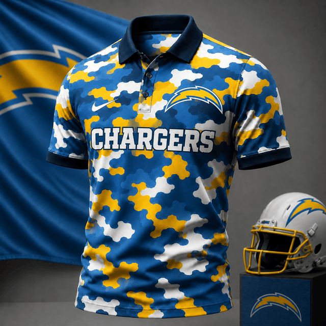 [SPECIAL OFFER] NEW CUSTOMIZED NFL09 LAC LOS ANGELES CHARGERS CAMO POLO SHIRT