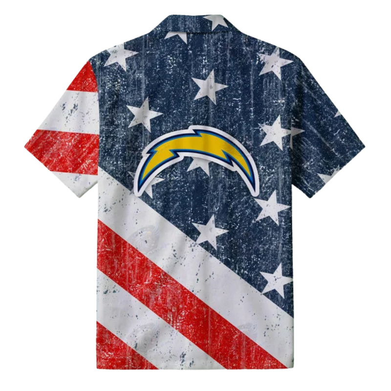 [SPECIAL OFFER] NEW CUSTOMIZED NFL09 LAC LOS ANGELES CHARGERS PATRIOTIC 250 USA HAWAIIAN SHIRT